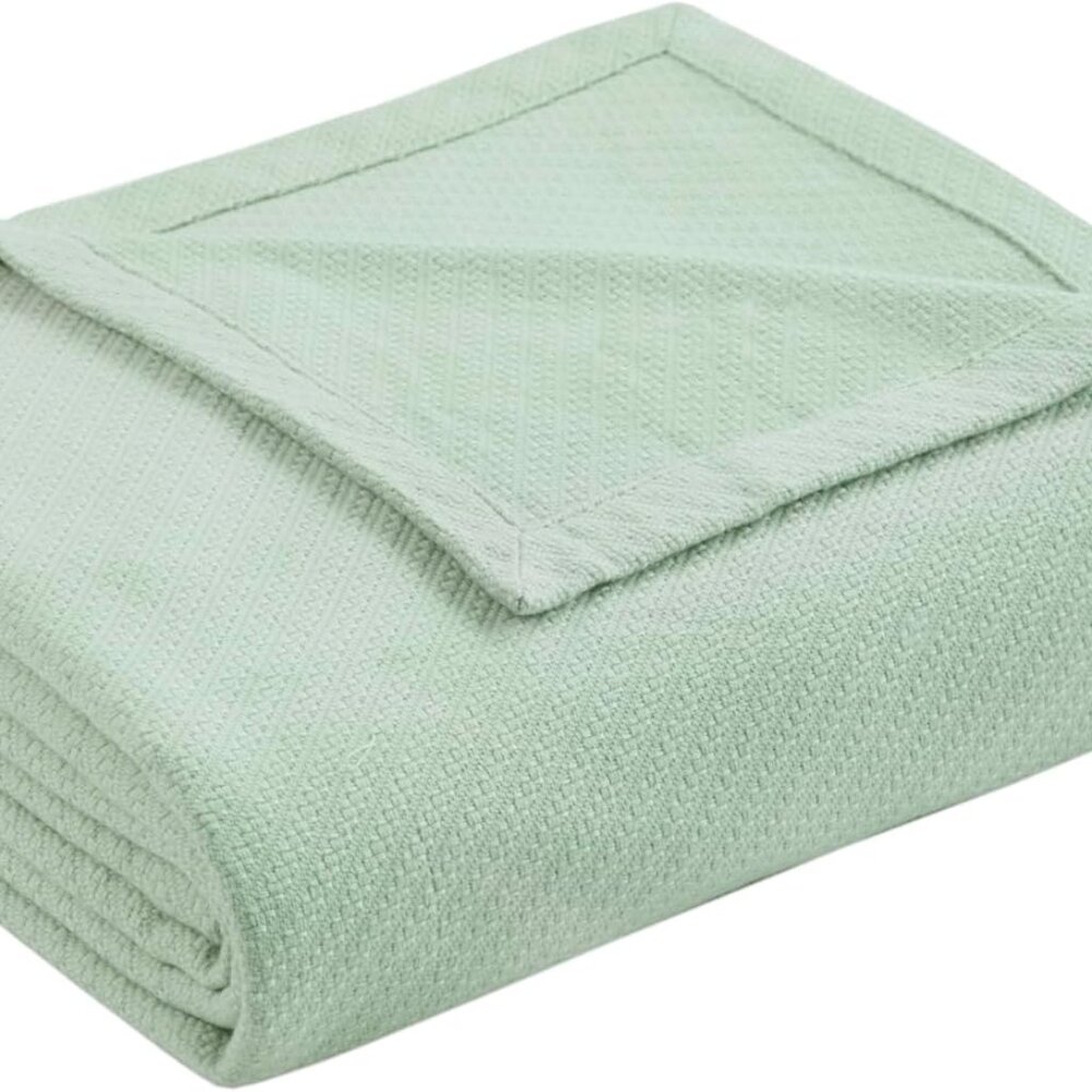 Madison Park Liquid Cotton Seafoam Queen Blanket (BL51N-0736)